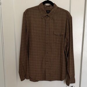 J. Crew Men's Brown Cashmere Blend Plaid Flannel Button Down Shirt